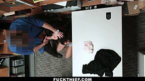 Teen shoplifter caught on CCTV bent over fucked hard by cop in garage