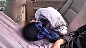 thai couple having sex in a car