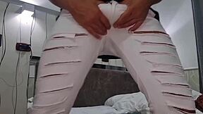 italian guy strokes cock with finger in ass