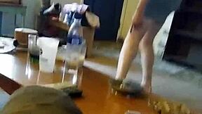 Cute blonde lotions up as total whore