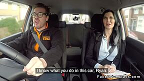 Guy bangs pierced cunt examiner in car