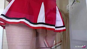 petite pigtails cheerleader step daughter first time with older guy