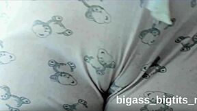 camel toe shows in pajamas while rubbing softly