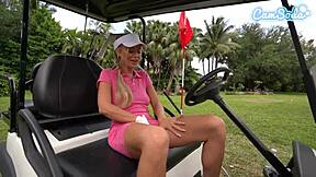 Big tits teen golfer caught masturbating in public on golf course