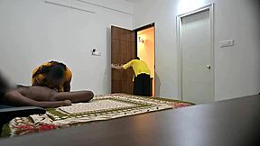 blowjob and hard fucking while maid cleaning room