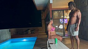 Turned a backyard pool party into a hot fucking session he was nervous