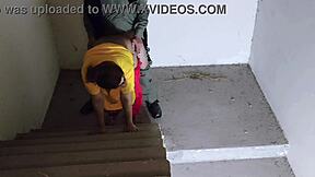 meet my horny sister in law on stairs with big tits