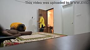 blowjob and hard fucking while maid cleaning room