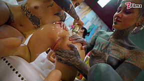 oily girls play with toys together
