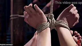 TINY 18+ BRUNETTE SLAVE GETS WHIPPED WHILE HOGTIED!