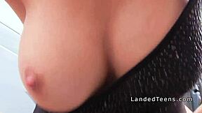 busty blonde teen banged outside