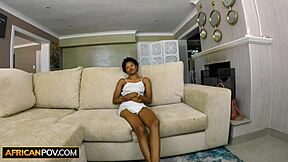 Skinny black teen 18+ tight pussy banged raw on amateur couch casting