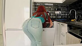 step mom offers big ass for breakfast