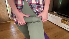 Milky step mother caught showing ass on yoga