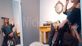 Two girls lick each other with smoke
