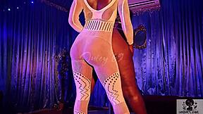 Sexy striptease wit my roomie for a high roller pull his fat cock out n started stroking