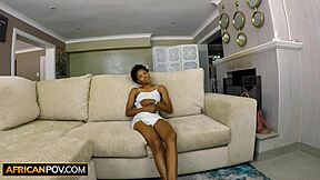 Skinny black teen 18+ tight pussy banged raw on amateur couch casting