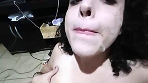 passionate strip and ride ends in facial and titjob