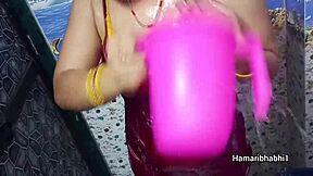 Sexy indian bhabhi bathing infront of her husband