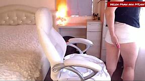 Helga Muah strips and teases in hot pants