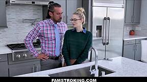 Famstroking - cute tiny 18+ blonde teen 18+ stepdaughter fucked to orgasm by her jealous stepdad in family kitchen - lily larimar johnny castle