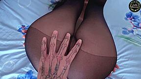 nylon pantyhose blowjob and footjob cum