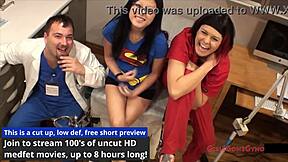 saving super mina little nurse in latex gloves
