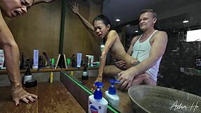 Free version shows cum dripping after doggy on washing machine