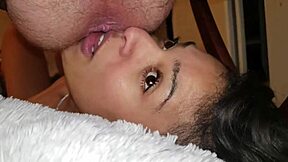 Closeup rimming tongue up ass