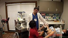 saving super mina little nurse in latex gloves