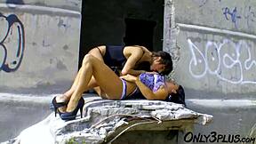 black haired amateur is getting fucked together with her friend