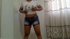How delicious my step daughter dances sexy getting naked and her pussy looks wet