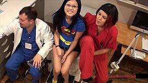 saving super mina little nurse in latex gloves