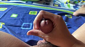 watch me moan and jerk off at my bed this is my precum