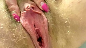 Pee and fart close up on her hairy pussy in 4k