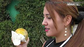 latina fruit vendor approached outdoors she agrees to leave with him what happens next is wild