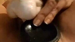 gordita masturbating with two dildos at home
