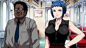 Maid plays game with big boobs