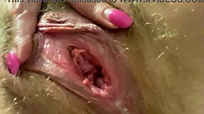 Pee and fart close up on her hairy pussy in 4k