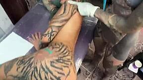 tattoo shop risky anal getting fucked while tattooing