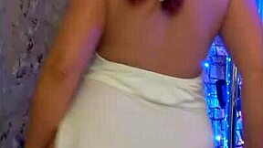 hotwife steffi white satin pussy dance