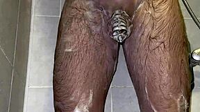 Im taking a shower with a chastity belt on my penis