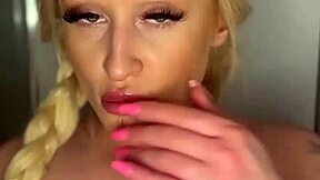 Horny college girl sucks on banana