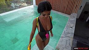 pool party hookup with hot filipina amateur couple