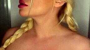 Horny college girl sucks on banana