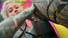 split tongue lesbians tattooed toy play anal and atm adventures