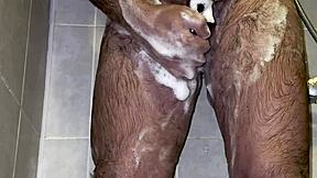 Im taking a shower with a chastity belt on my penis