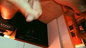 Young latino moans stroking his leaking cock after gym