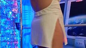 hotwife steffi white satin pussy dance