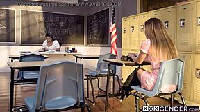 lesbian students ride shemale cock after blowjob